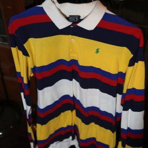 VINTAGE Polo Ralph Lauren Stripe Long-Sleeve Shirt Kids XL or Adult Size Sm